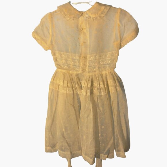 Hollywood Creations Girl Dress Size 8 Vintage Embroidered Lace White Floral 1950 - Picture 5 of 10
